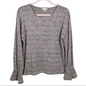 Lucky Brand Pink Gray Heather Bell Sleeve Sweater